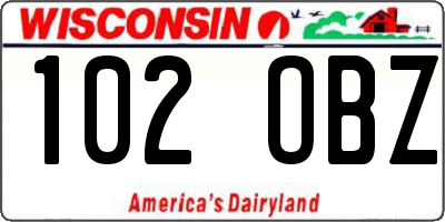 WI license plate 102OBZ