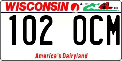 WI license plate 102OCM