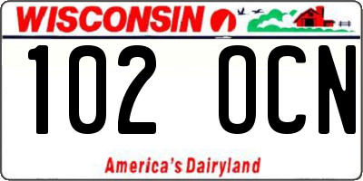 WI license plate 102OCN