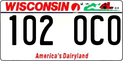WI license plate 102OCO