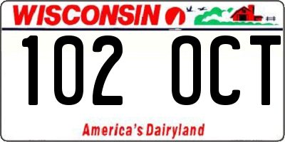 WI license plate 102OCT