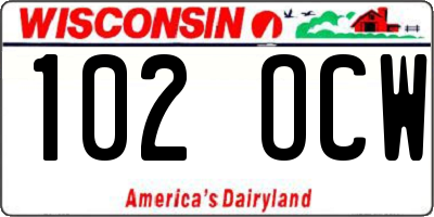 WI license plate 102OCW