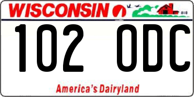 WI license plate 102ODC