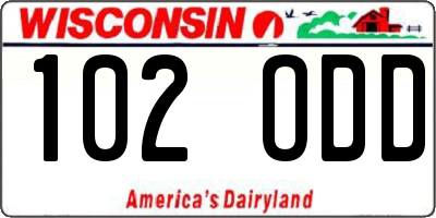 WI license plate 102ODD
