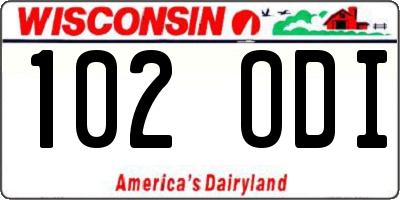 WI license plate 102ODI