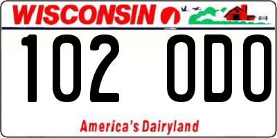 WI license plate 102ODO