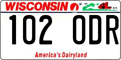WI license plate 102ODR