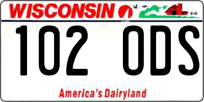 WI license plate 102ODS