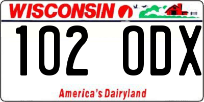 WI license plate 102ODX
