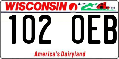 WI license plate 102OEB