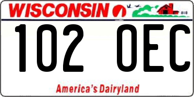 WI license plate 102OEC