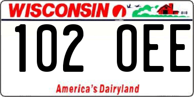 WI license plate 102OEE