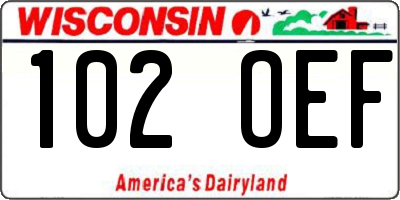 WI license plate 102OEF