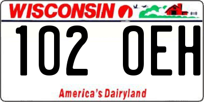 WI license plate 102OEH