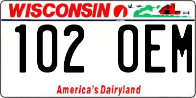 WI license plate 102OEM