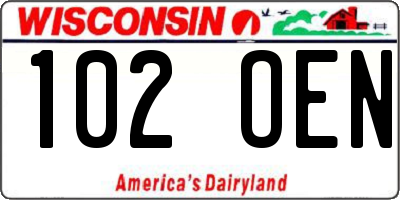 WI license plate 102OEN