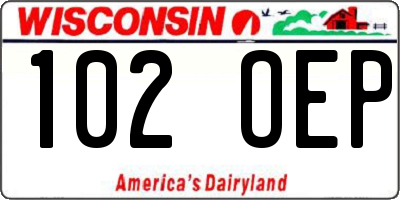 WI license plate 102OEP