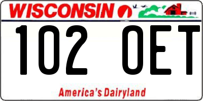 WI license plate 102OET