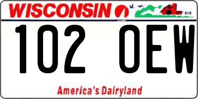 WI license plate 102OEW