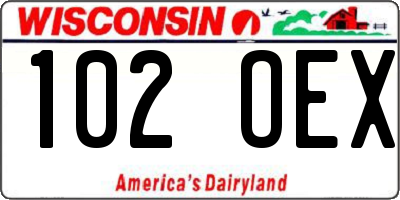 WI license plate 102OEX