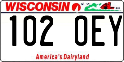 WI license plate 102OEY