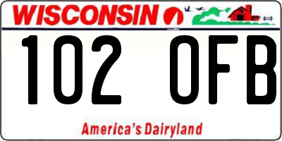 WI license plate 102OFB