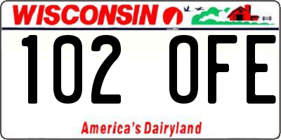 WI license plate 102OFE