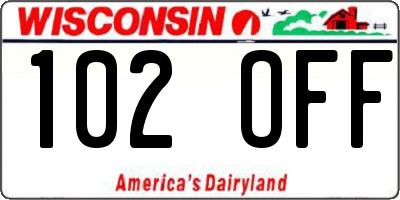 WI license plate 102OFF
