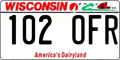 WI license plate 102OFR