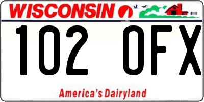 WI license plate 102OFX