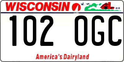 WI license plate 102OGC