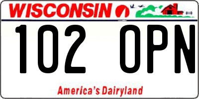 WI license plate 102OPN