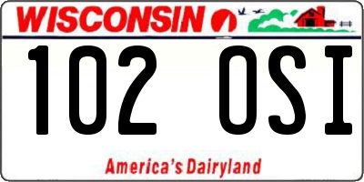 WI license plate 102OSI