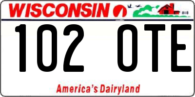 WI license plate 102OTE