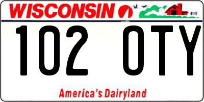 WI license plate 102OTY