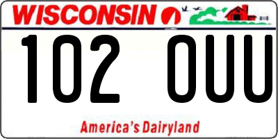 WI license plate 102OUU