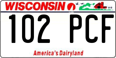WI license plate 102PCF