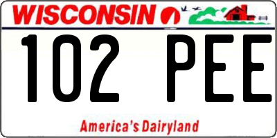 WI license plate 102PEE
