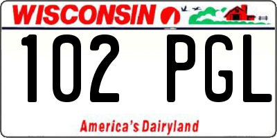 WI license plate 102PGL