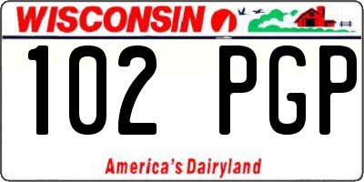 WI license plate 102PGP
