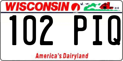 WI license plate 102PIQ
