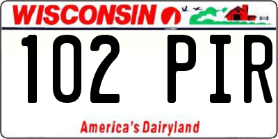WI license plate 102PIR