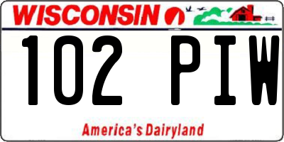 WI license plate 102PIW
