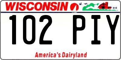 WI license plate 102PIY