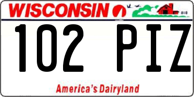 WI license plate 102PIZ