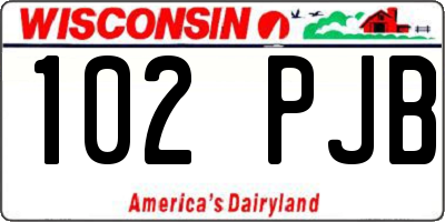 WI license plate 102PJB
