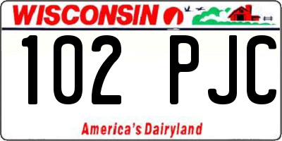 WI license plate 102PJC