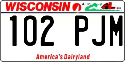 WI license plate 102PJM