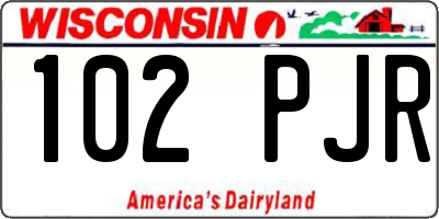 WI license plate 102PJR