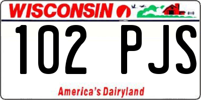 WI license plate 102PJS